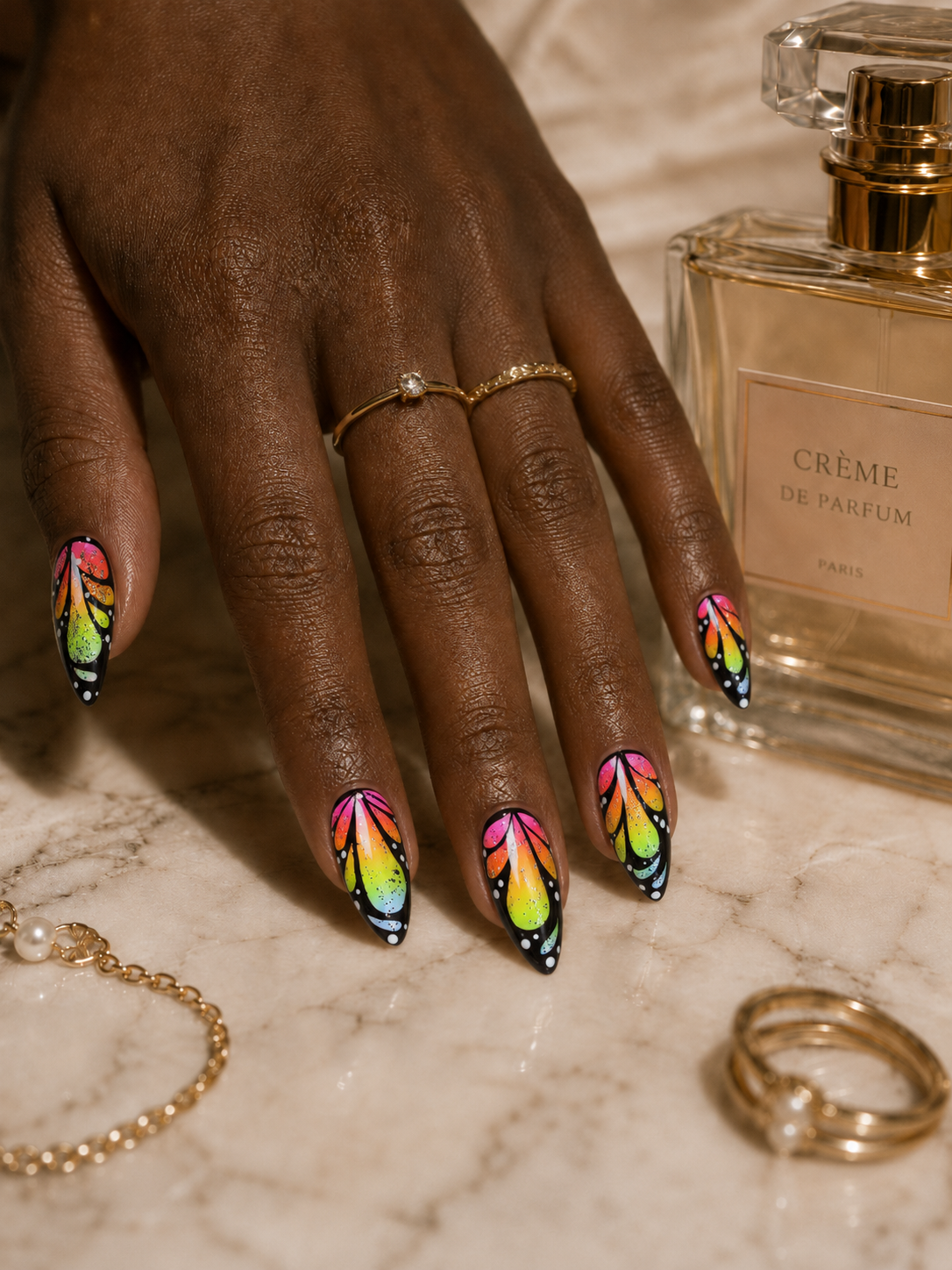 Press-on Nails Rainbow Butterfly