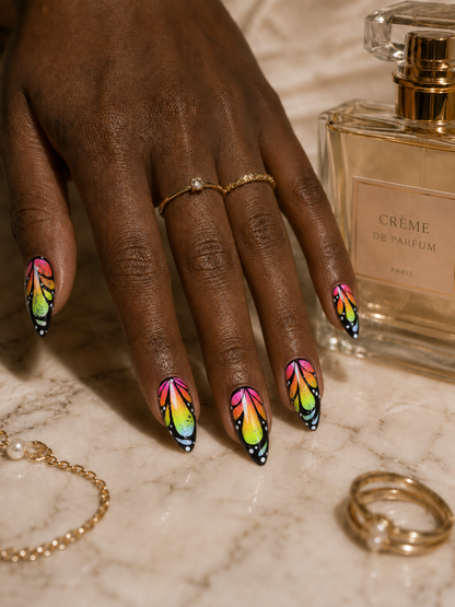 Press-on Nails Rainbow Butterfly