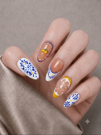Press-on Nails Azure Lemon