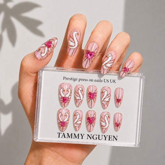 Press On Nails Luxury Swan Almond