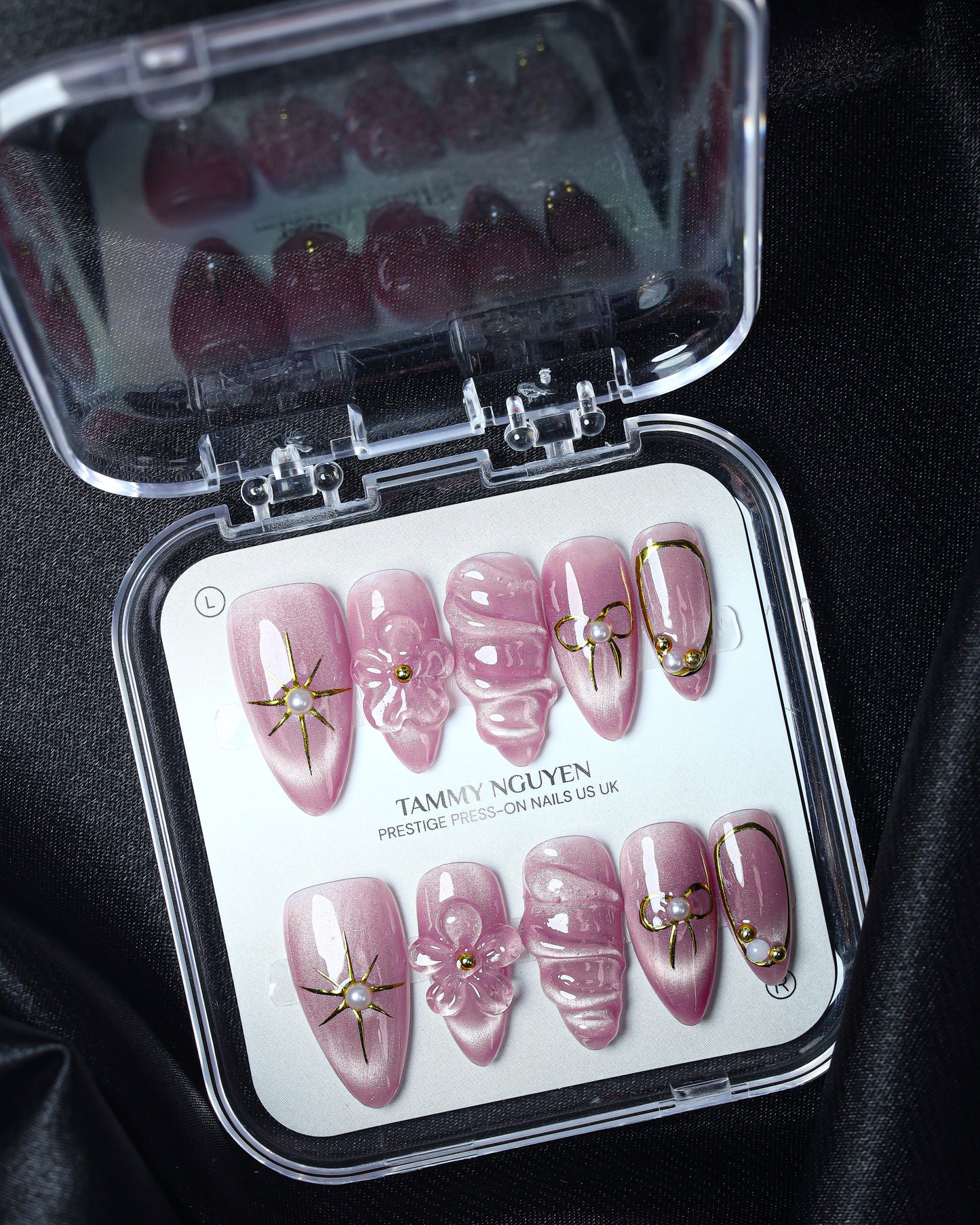 Press On Nails Summer Pink Cat Eye