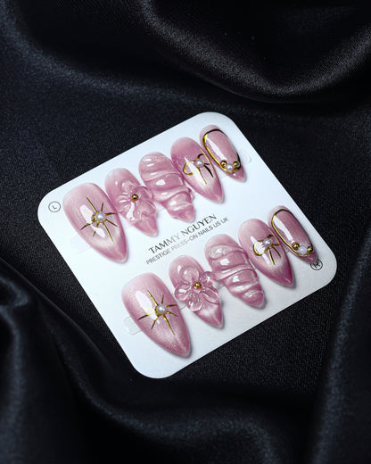 Press On Nails Summer Pink Cat Eye