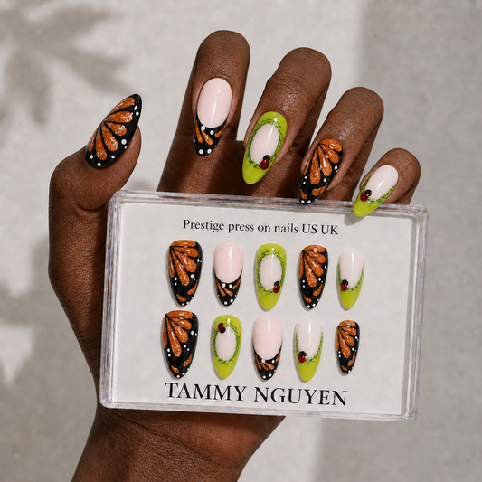 Press On Nail Colorful Butterfly Almond