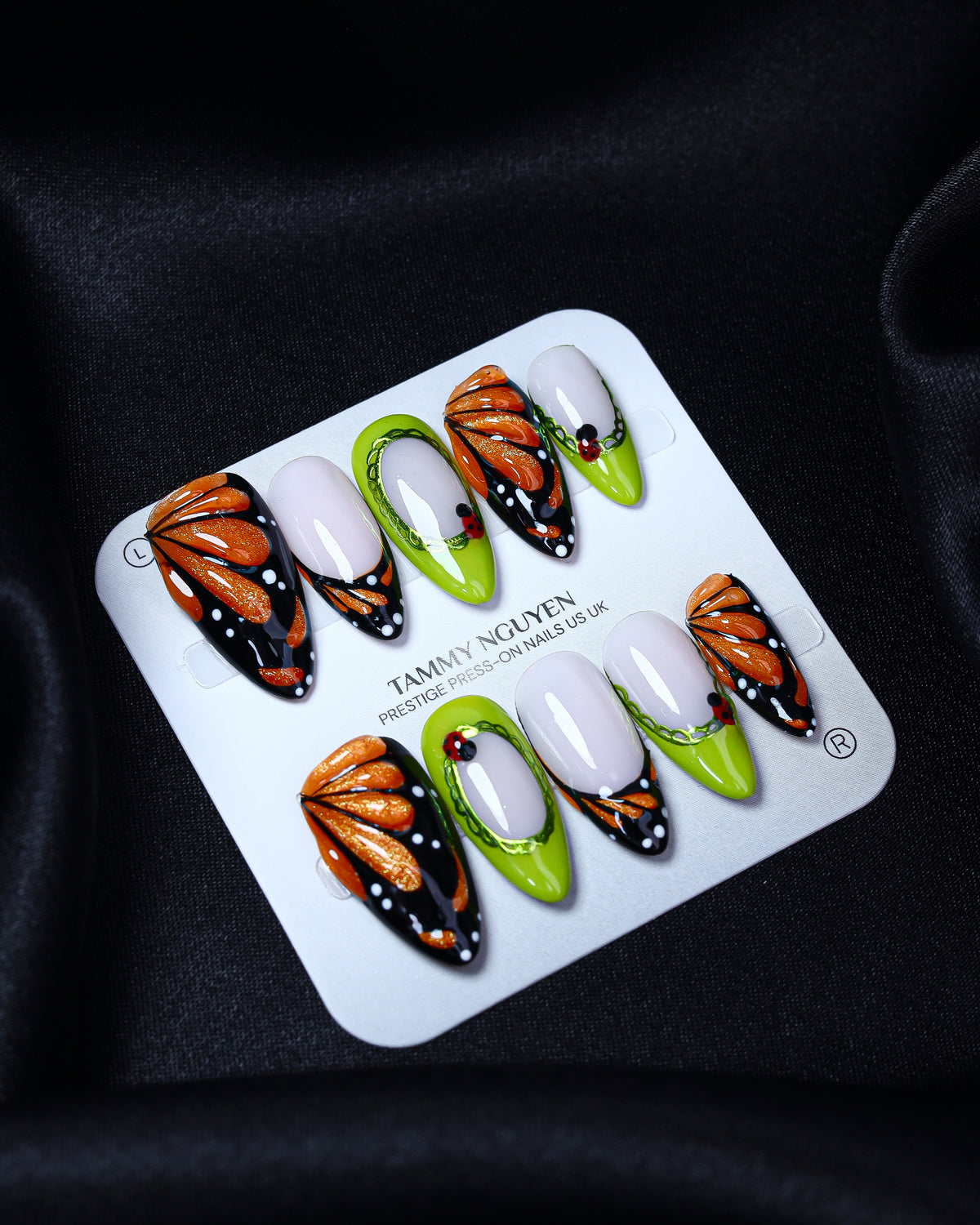 Press On Nail Colorful Butterfly Almond