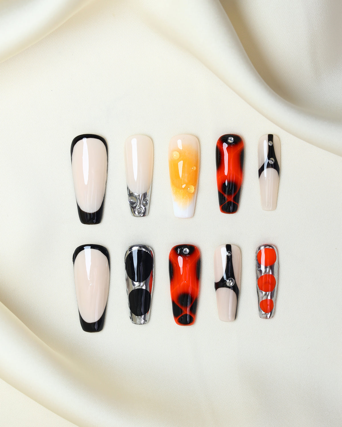 Press On Nail Y2K Coffin Silver