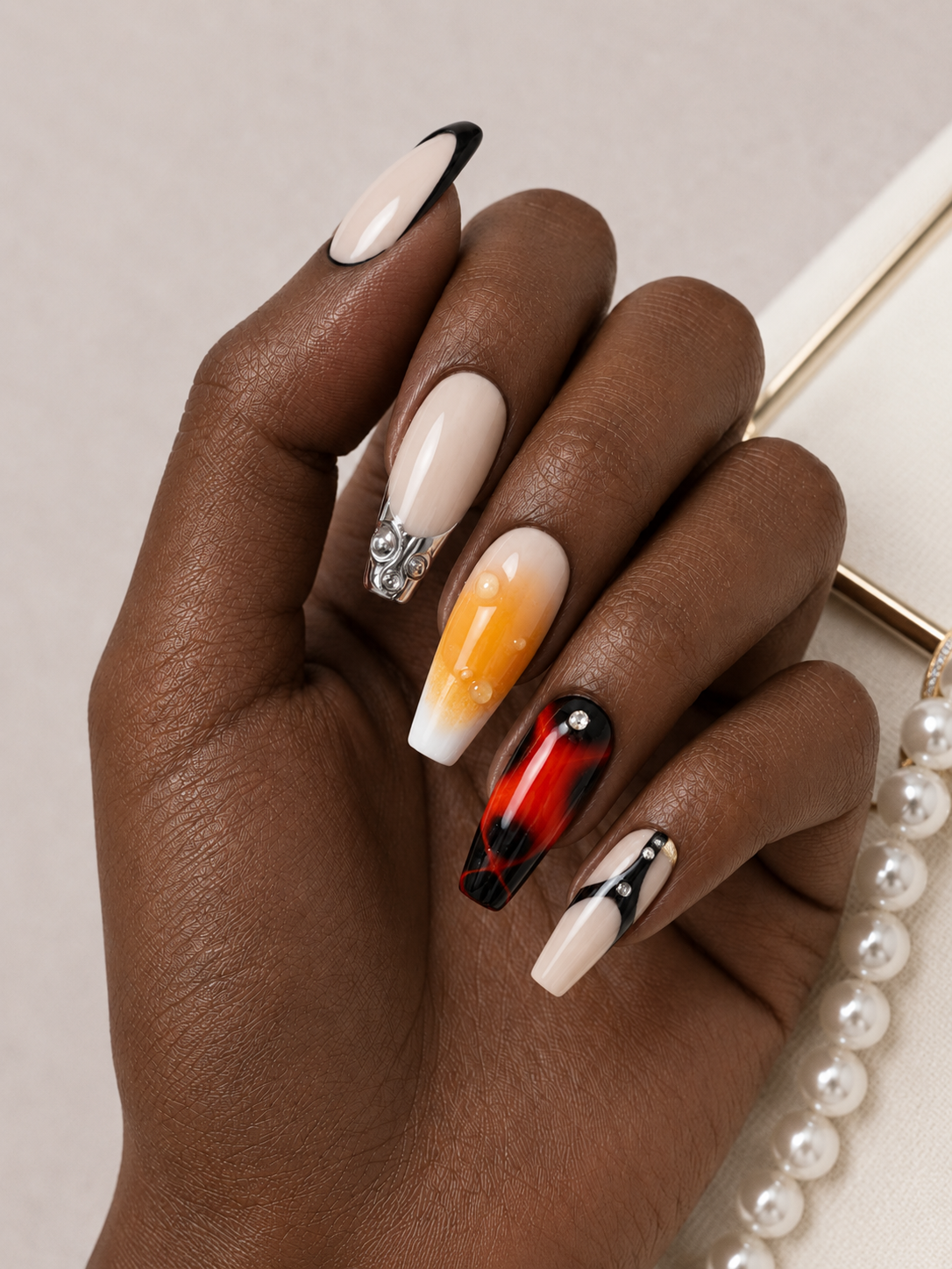 Press On Nail Y2K Coffin Silver
