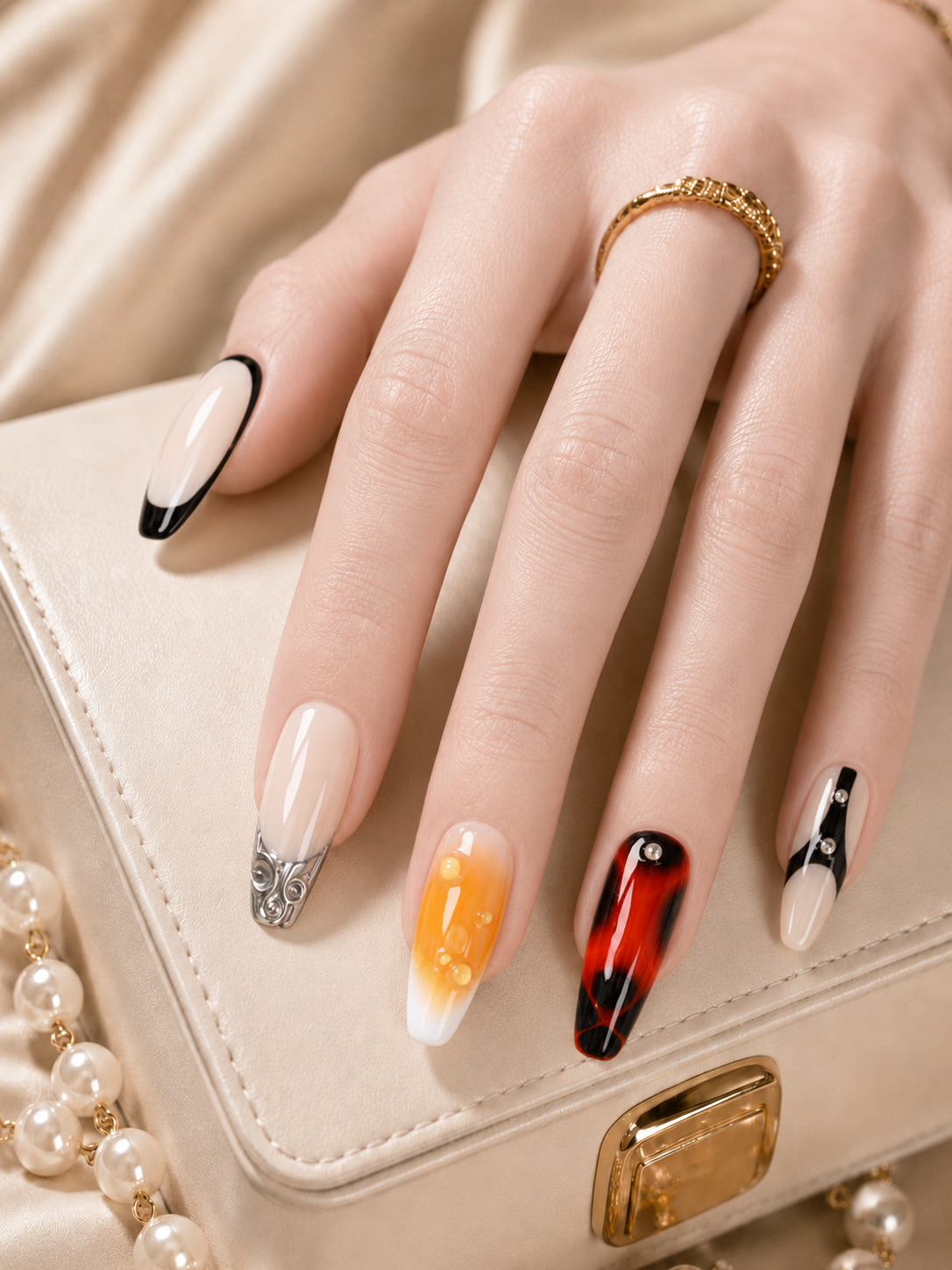 Press On Nail Y2K Coffin Silver