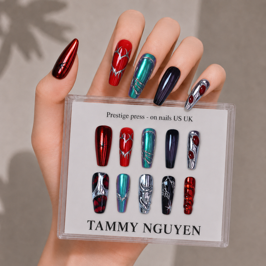 Press-on Nails Crimson Circuit