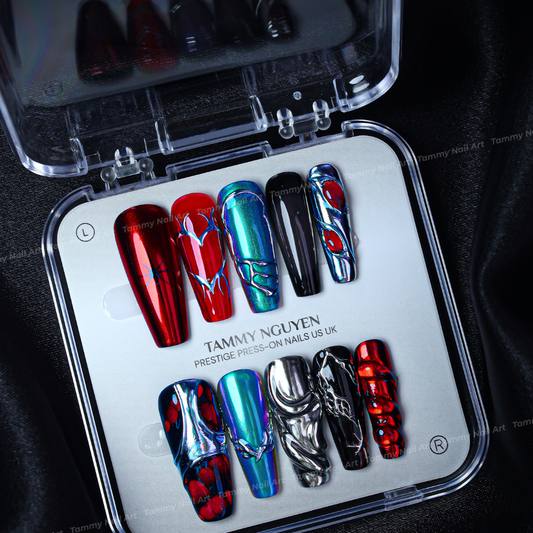 Press-on Nails Crimson Circuit