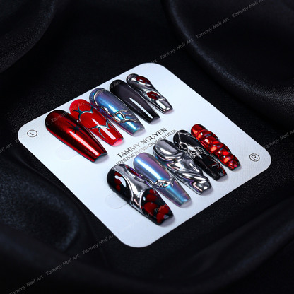 Press-on Nails Crimson Circuit