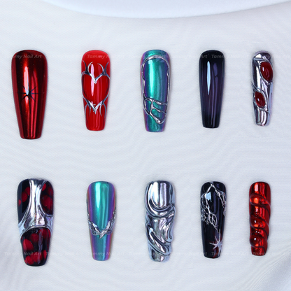 Press-on Nails Crimson Circuit
