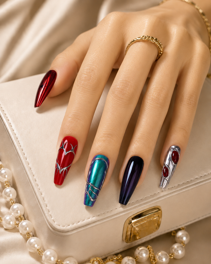 Press-on Nails Crimson Circuit