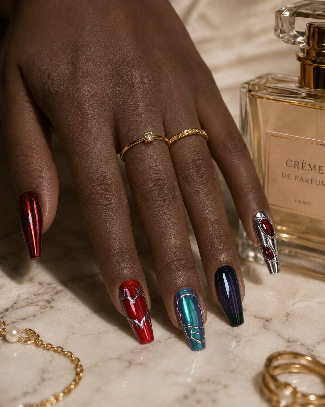 Press-on Nails Crimson Circuit