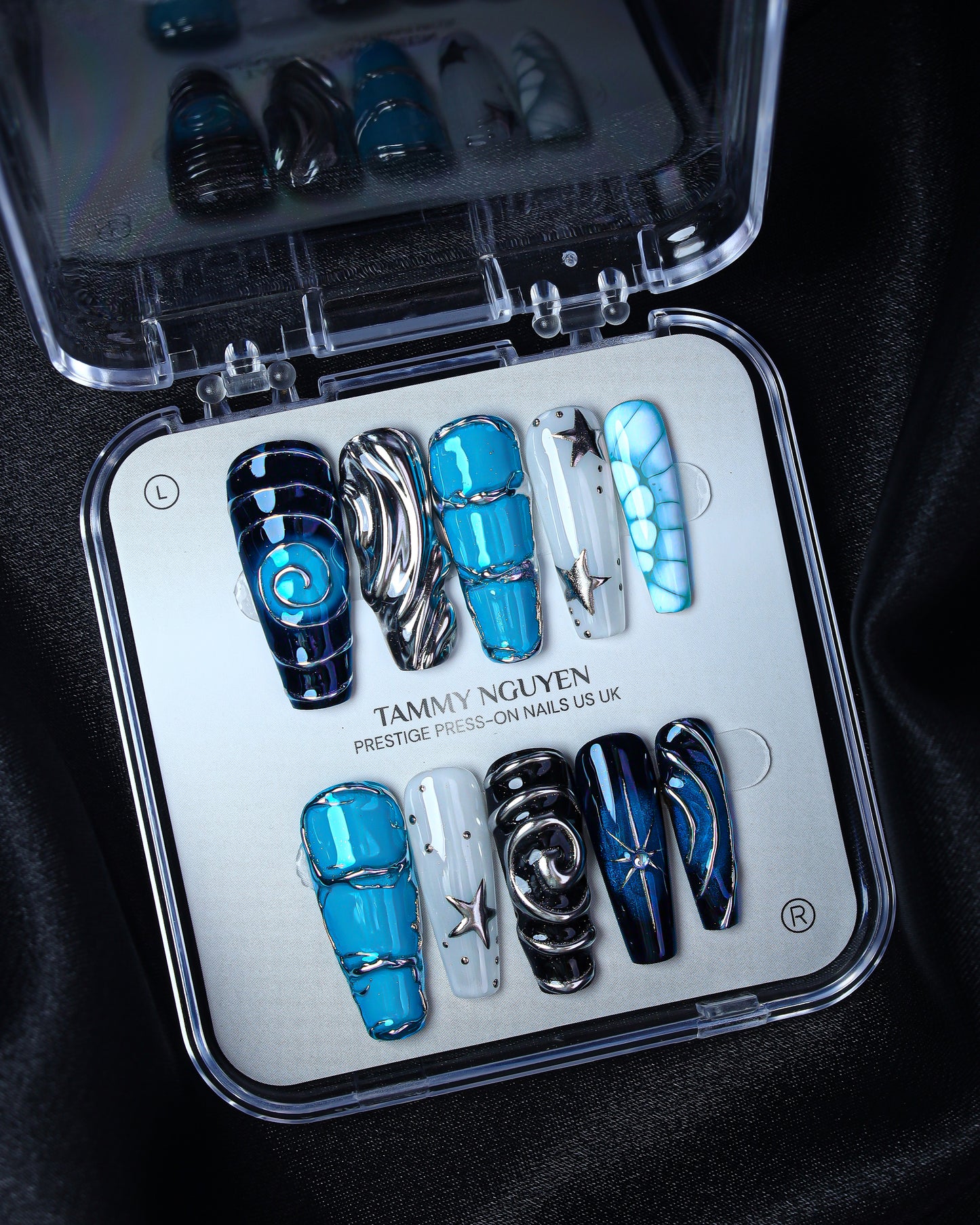 Press On Nails Gothic Coffin Blue
