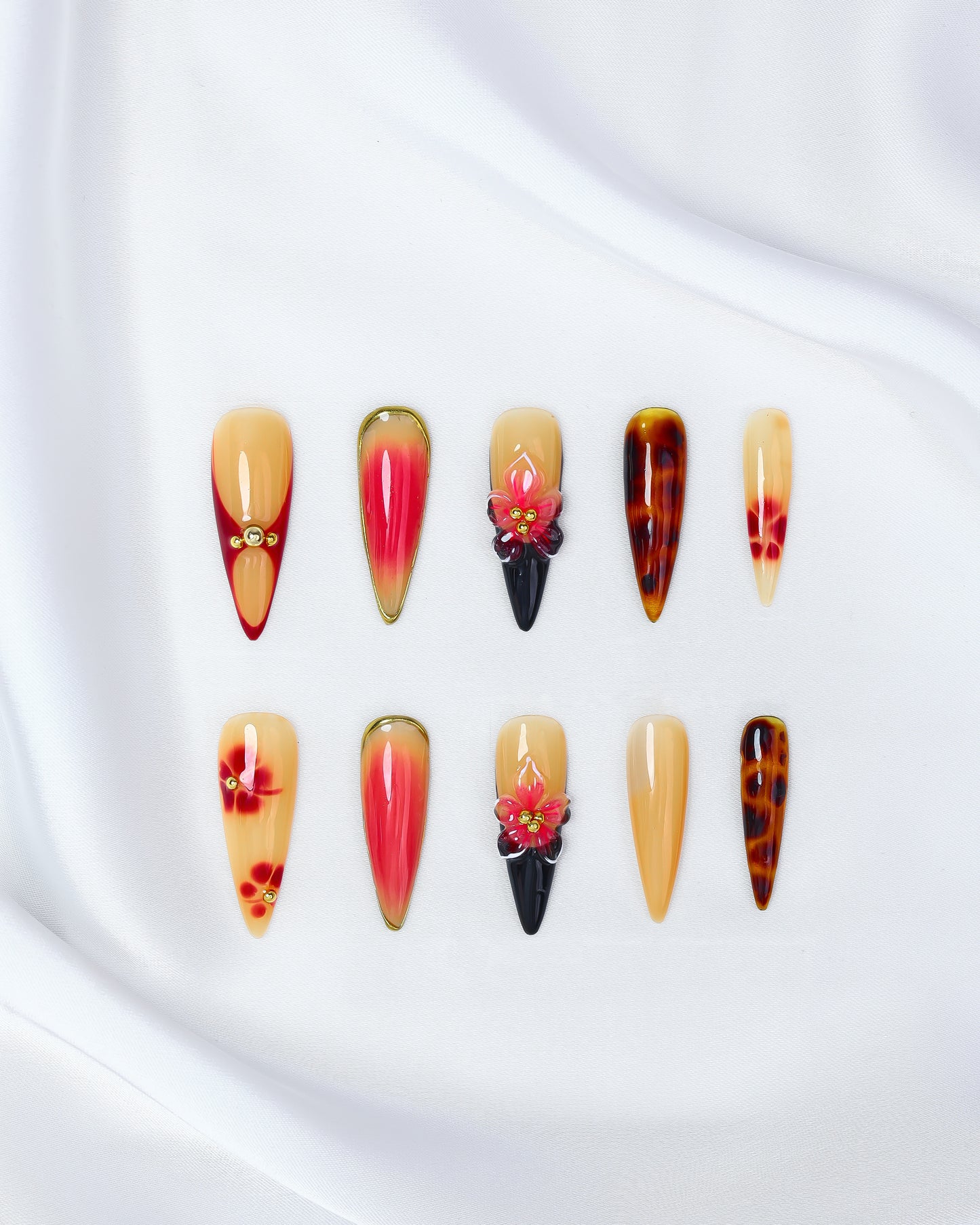 Press On Nails Luxury Stiletto Flower