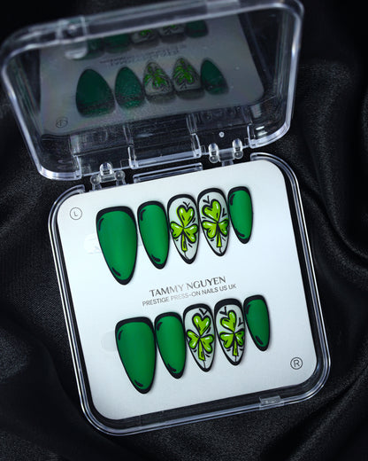 Press On Nail Green Clover Almond