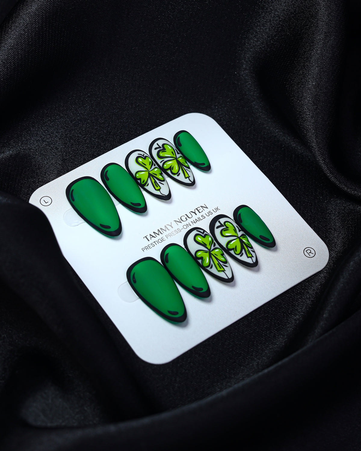Press On Nail Green Clover Almond