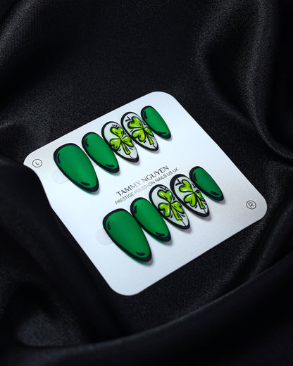 Press On Nail Green Clover Almond