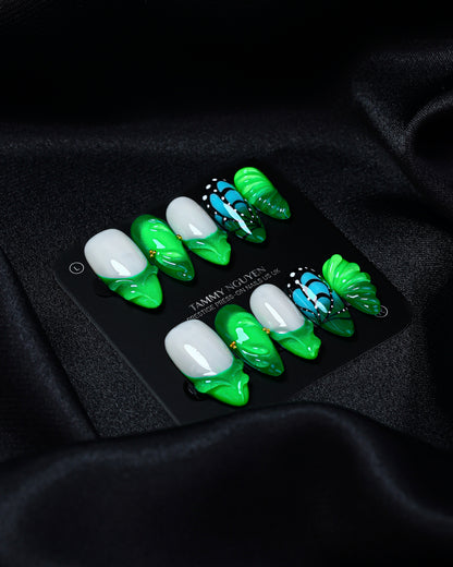 Press On Nails Summer Green French
