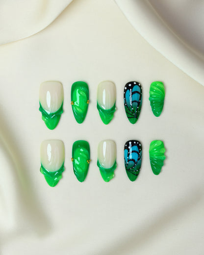 Press On Nails Summer Green French