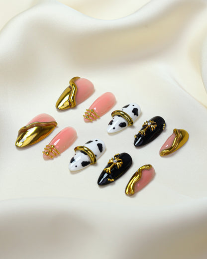  Y2K Gothic Gold Cross Press-On Nails 