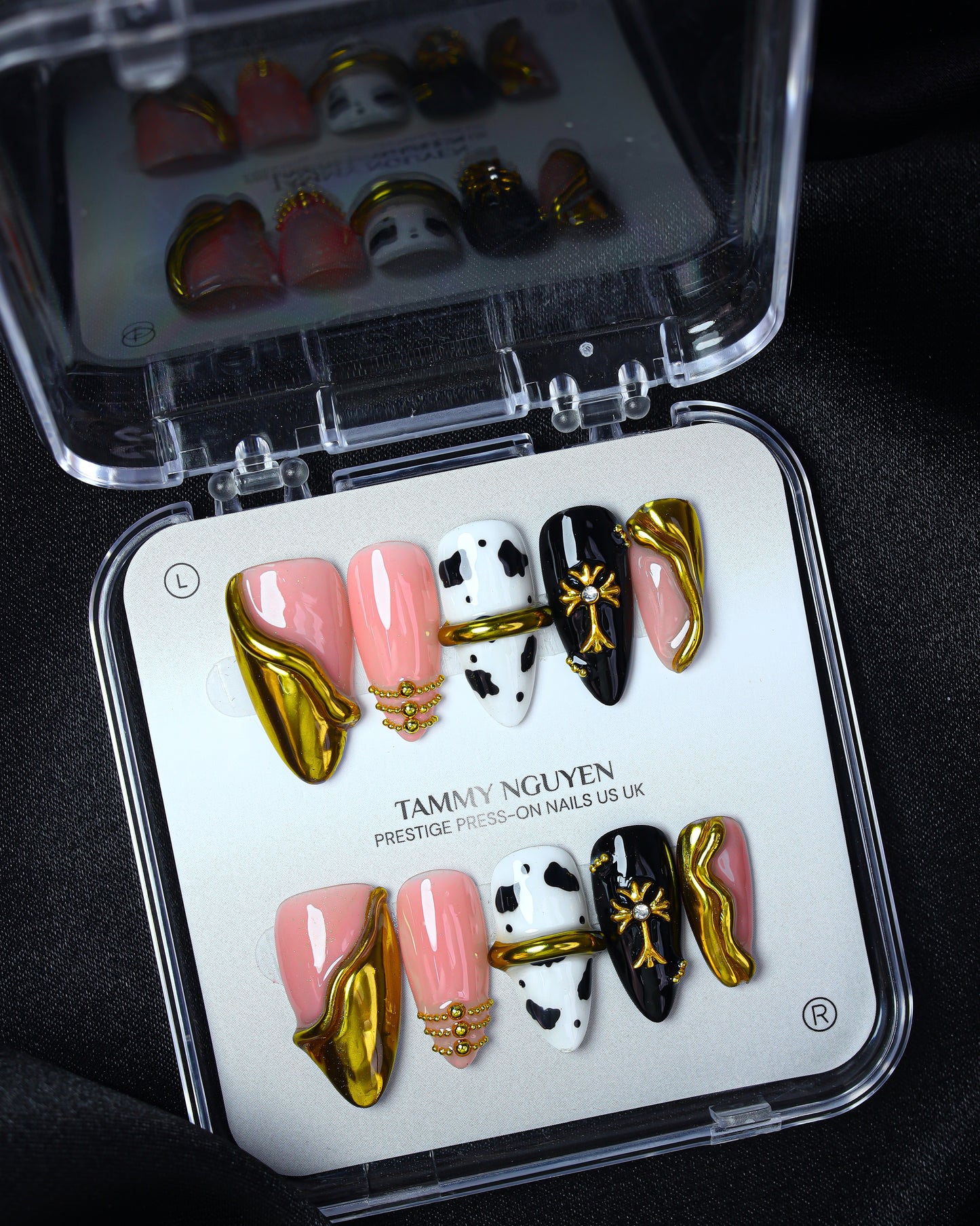  Y2K Gothic Gold Cross Press-On Nails 