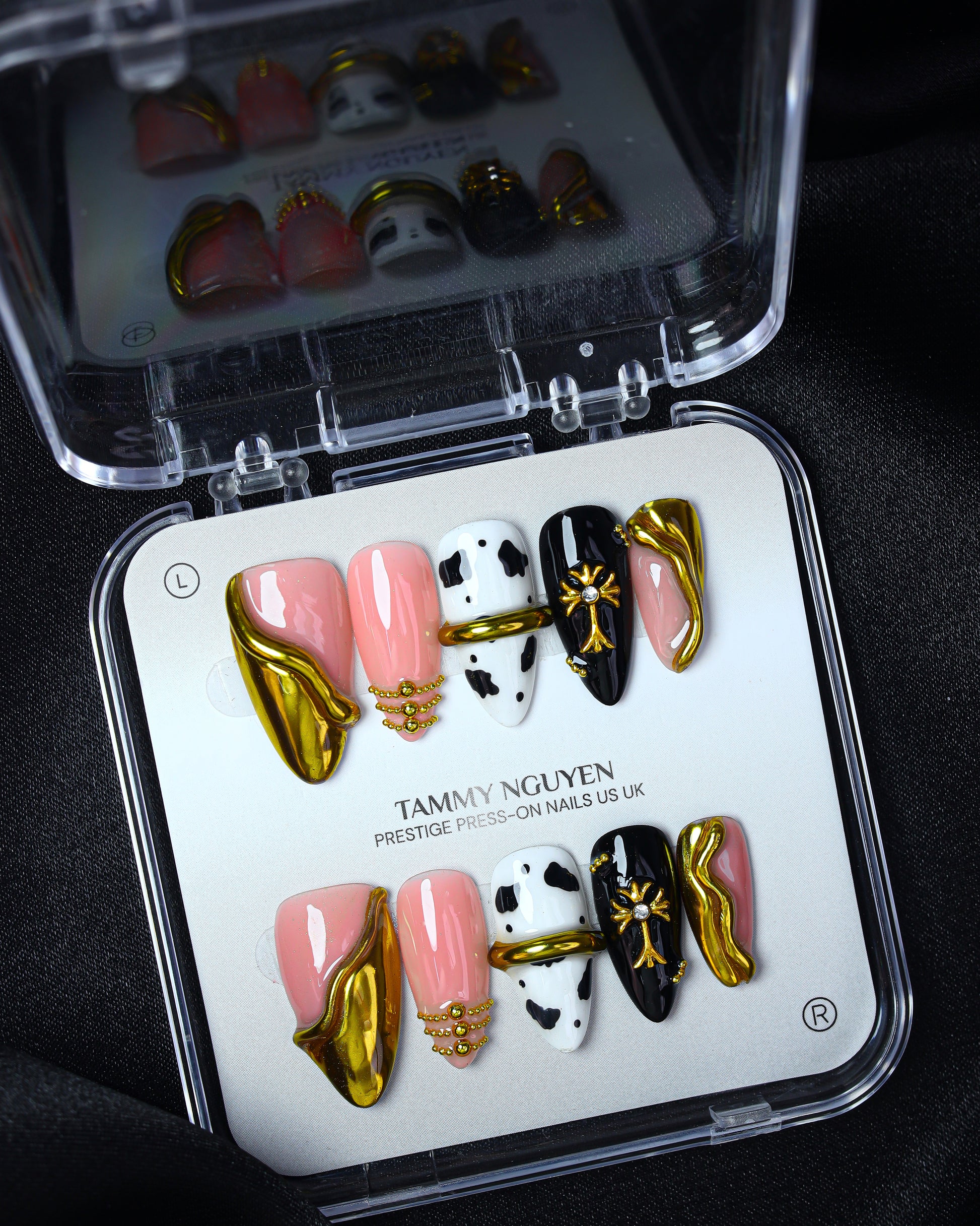  Y2K Gothic Gold Cross Press-On Nails 