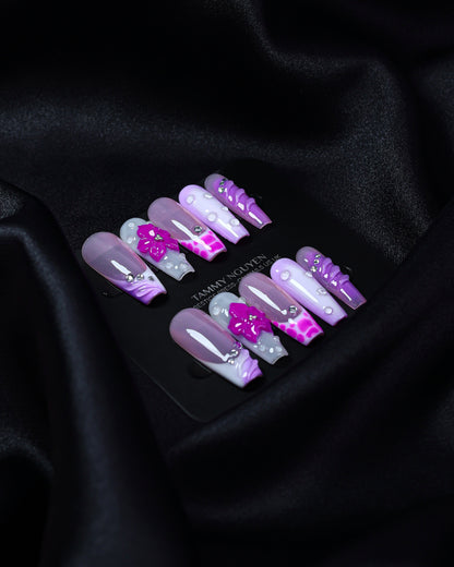 Press On Nail Purple Summer French