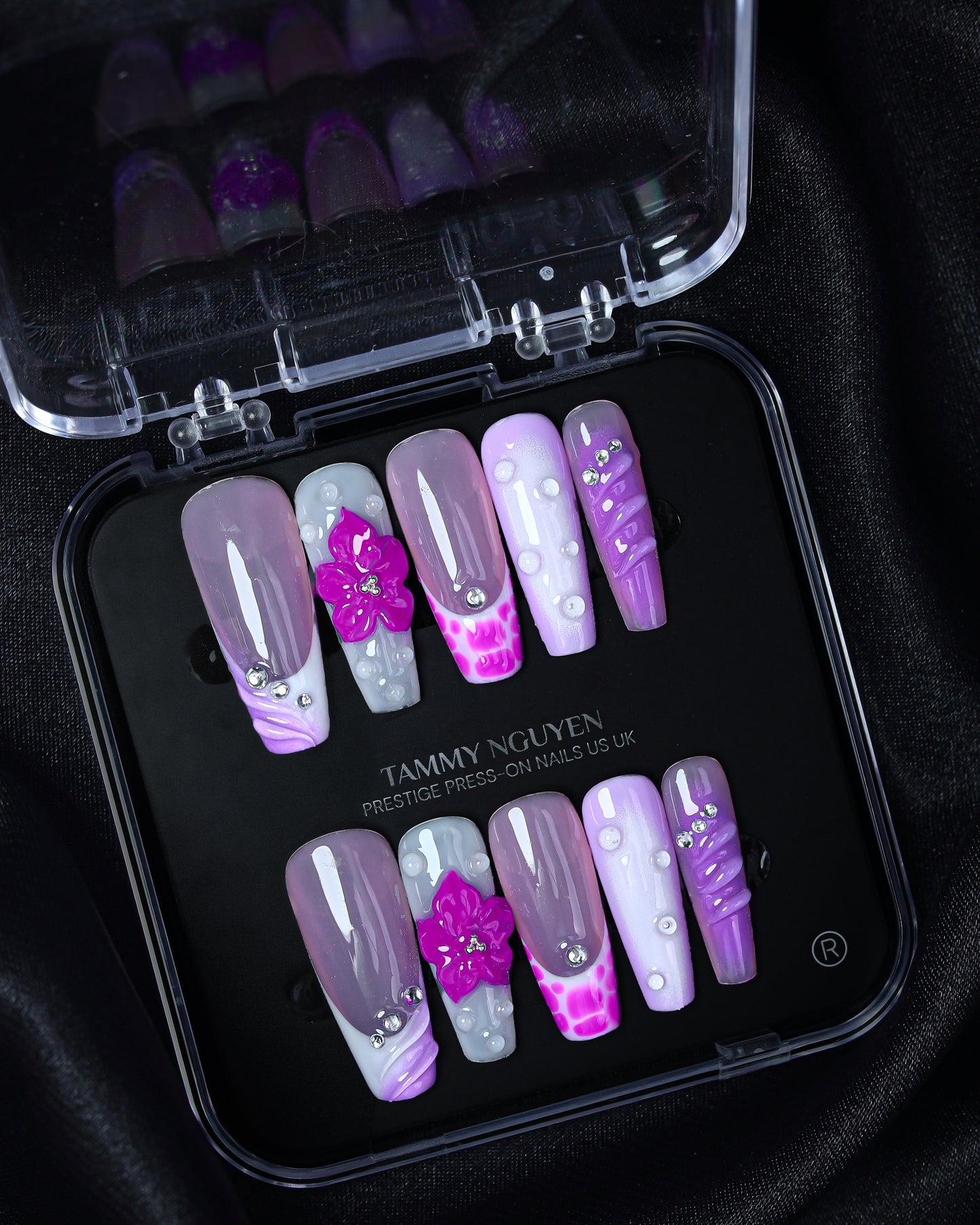Press On Nail Purple Summer French