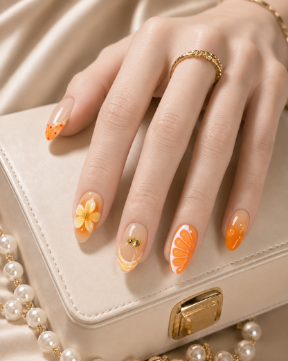 Press-on Nails Citrus Coast Almond Short