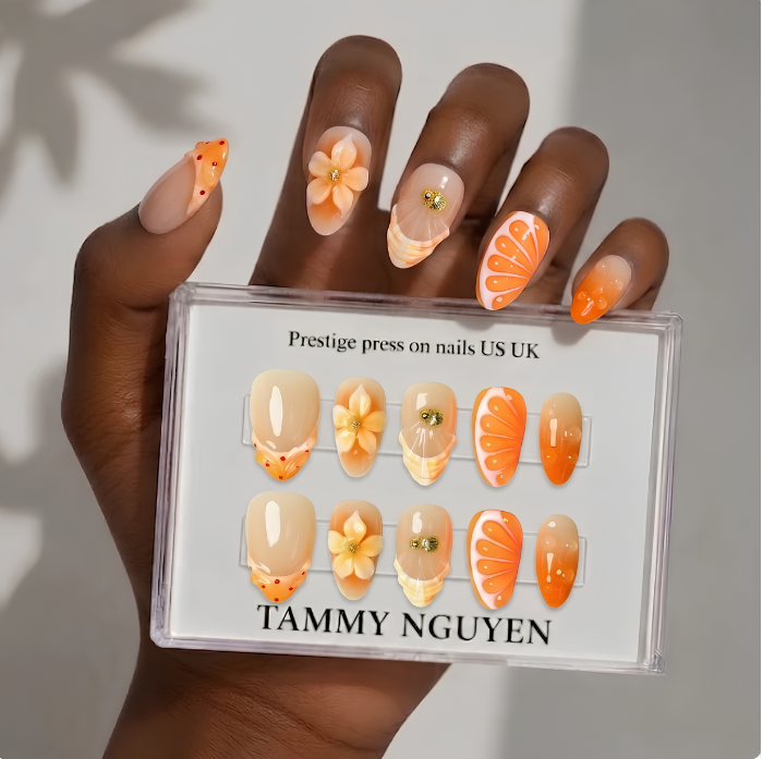 Press-on Nails Citrus Coast Almond Short