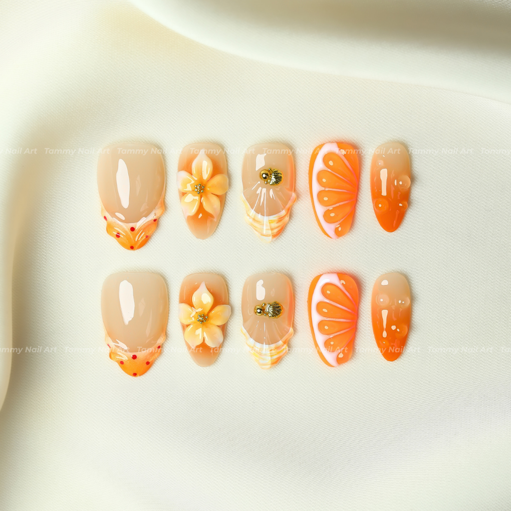 Press-on Nails Citrus Coast Almond Short