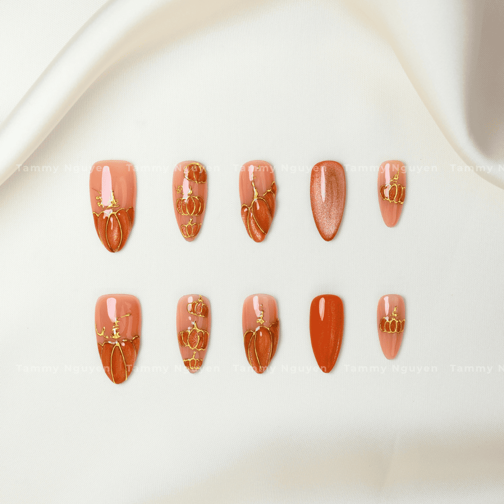 Press On Nails Halloween Pumpkin