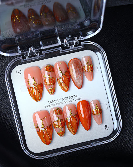 Press On Nails Halloween Pumpkin