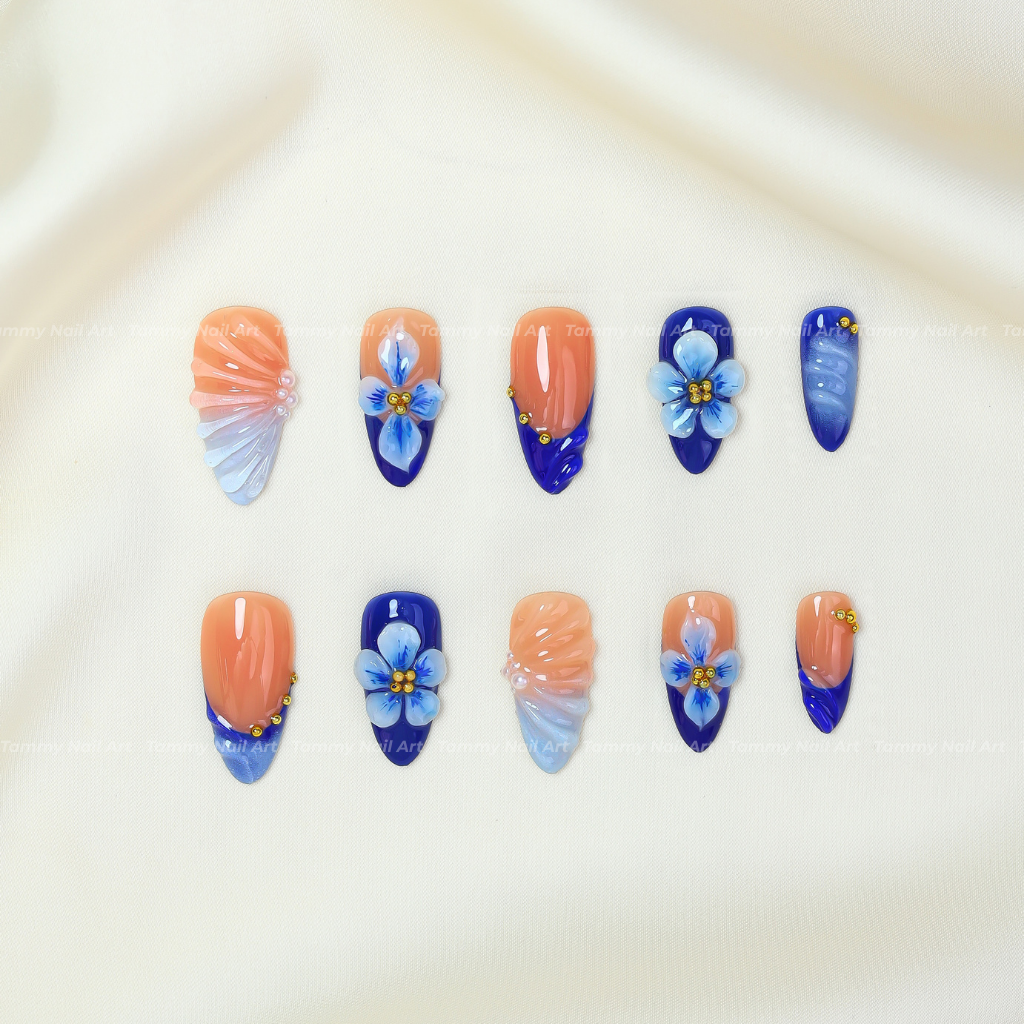 Press-on Nails Ocean Blossom