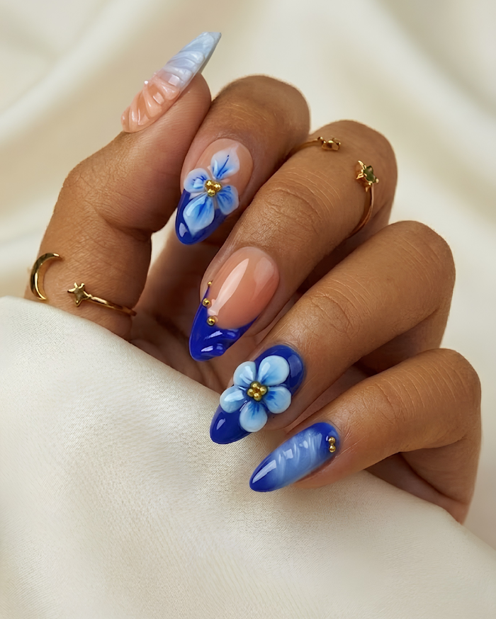 Press-on Nails Ocean Blossom