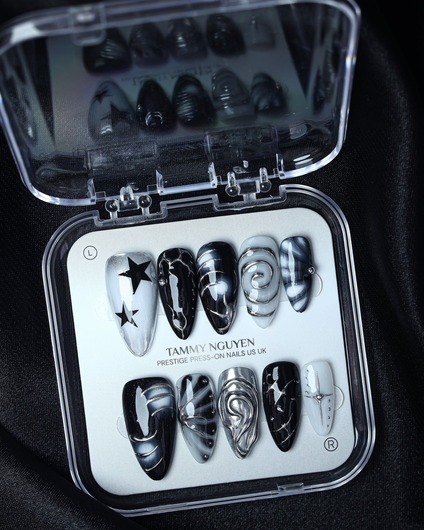 Press On Nail Dark Y2K Star