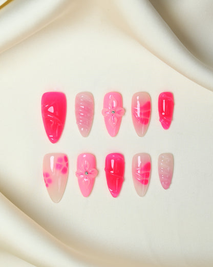 Press On Nail 3D Blush Flower