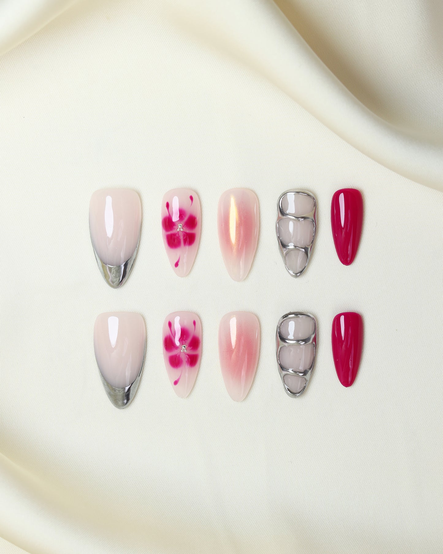 Press On Nail Y2K Pink Chrome