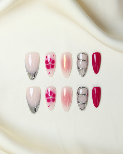 Press On Nail Y2K Pink Chrome