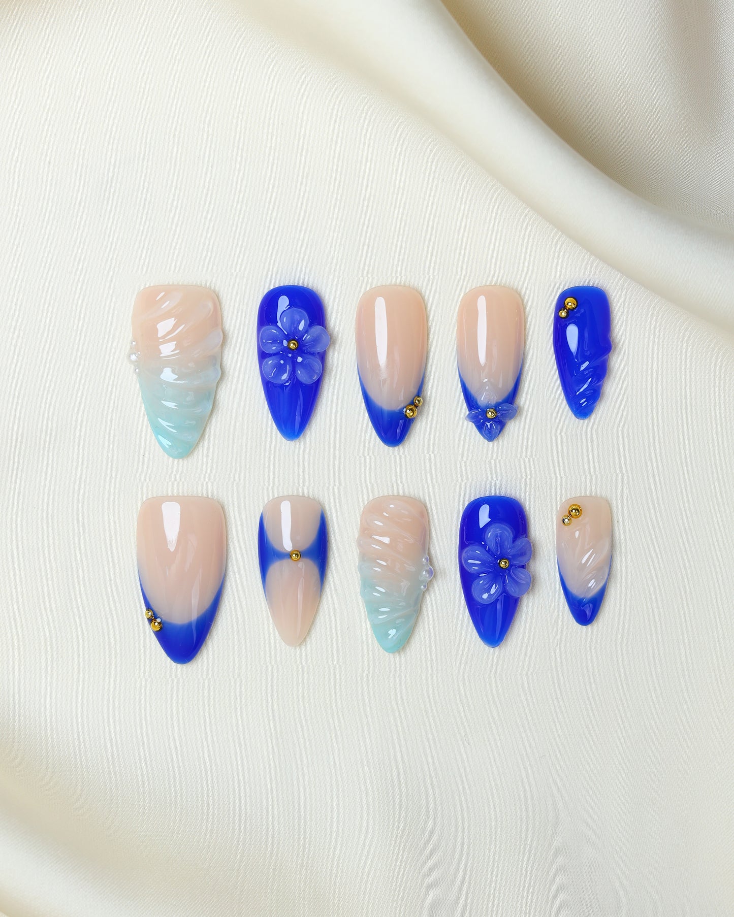 Press On Nail Summer Ocean Blue