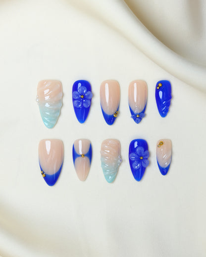 Press On Nail Summer Ocean Blue