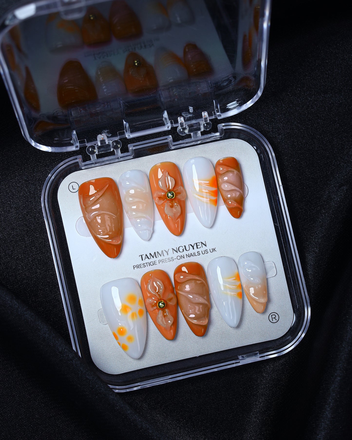 Press On Nail Summer Orange Almond