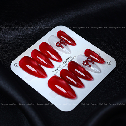 Press-on Nails Noel Red Bow