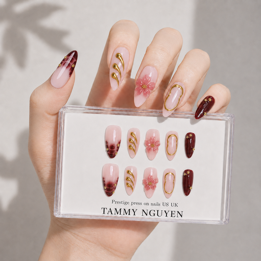 Press On Nails Almond Gold Chrome