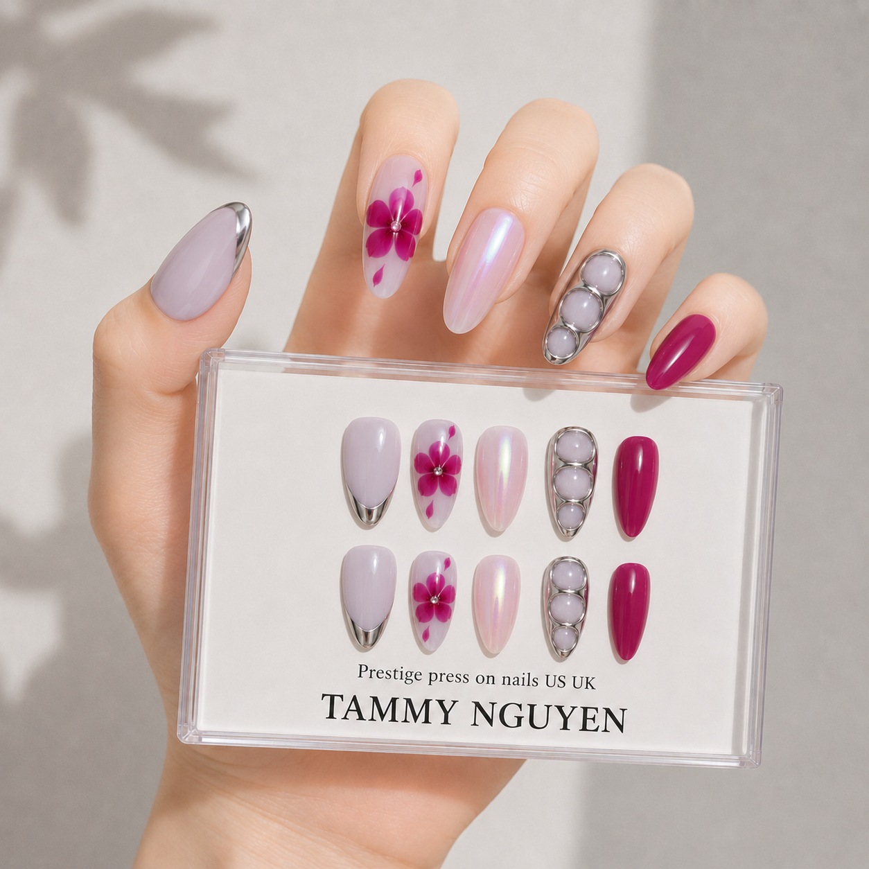 Press On Nail Y2K Pink Chrome