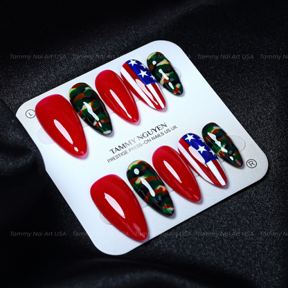 Press On Nail Camo US Flag