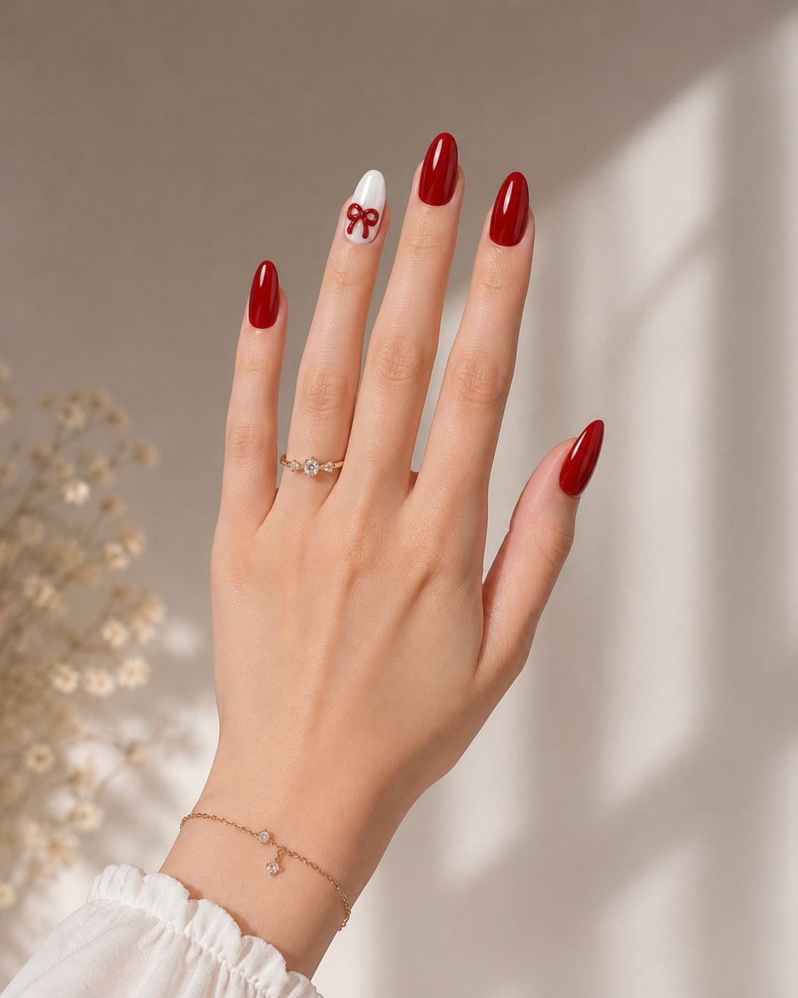 Press-on Nails Noel Red Bow