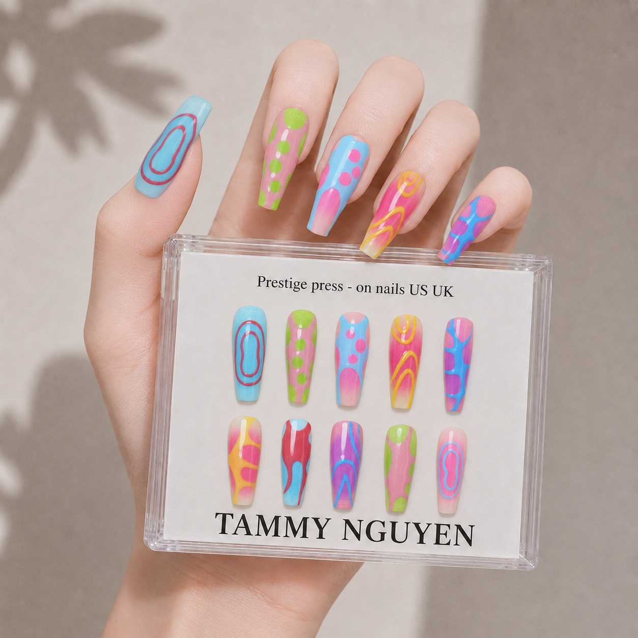 Press On Nails Coffin Colorful Y2K Blob