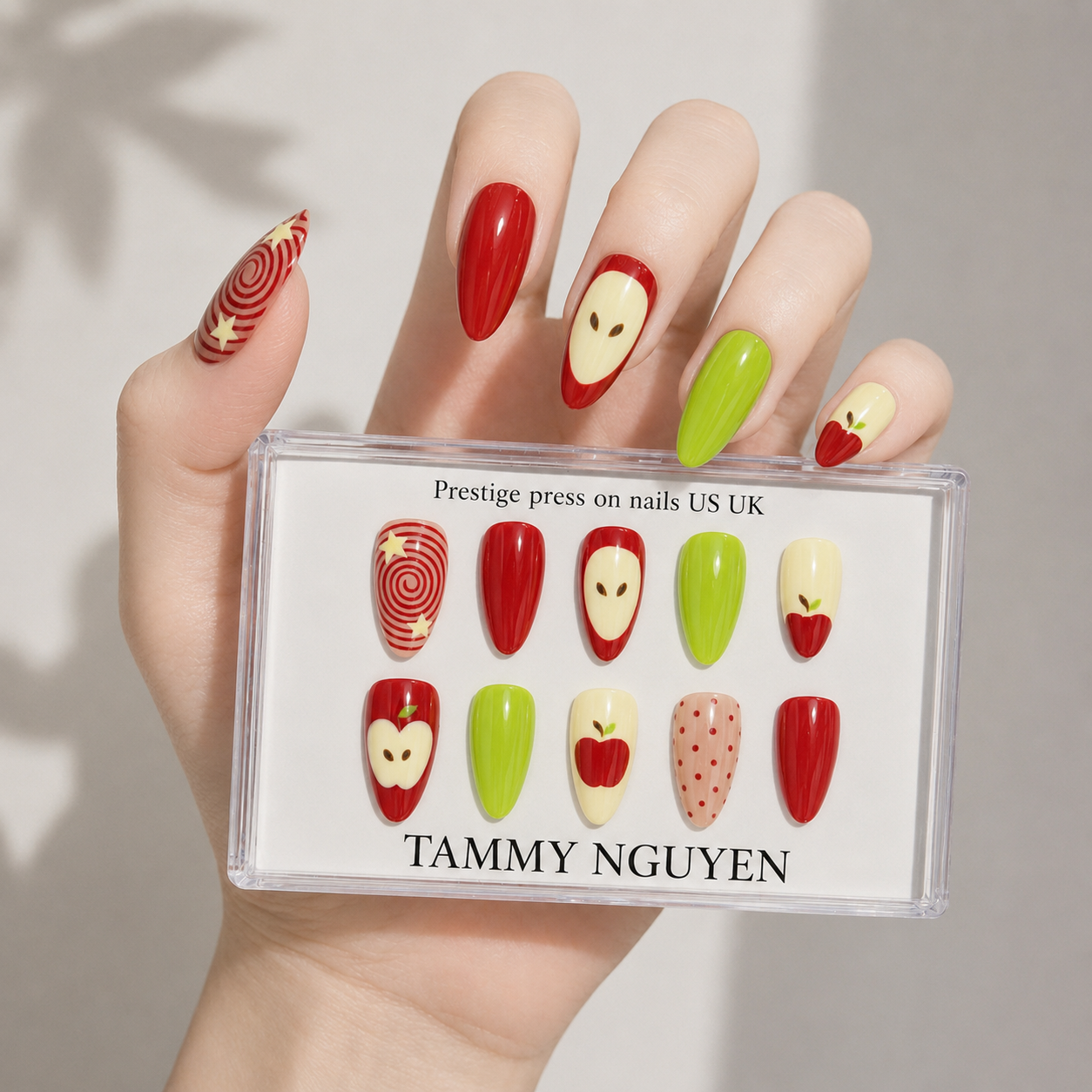 Press On Nail Colorful Apple Art